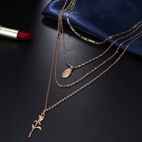 Multi-Layer, Maria, Rose Pendant Necklace - Picture 5 of 7